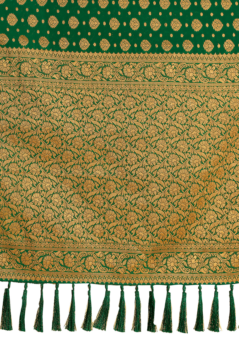 FOREST GREEN WOVEN DESIGNER SILK SAREE - Joshindia