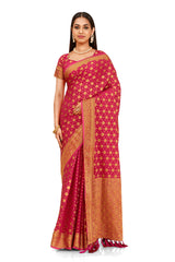 BEAUTIFUL PINK WOVEN DESIGNER SILK SAREE - Joshindia