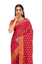 BEAUTIFUL PINK WOVEN DESIGNER SILK SAREE - Joshindia
