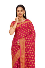 BEAUTIFUL PINK WOVEN DESIGNER SILK SAREE - Joshindia