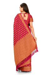 BEAUTIFUL PINK WOVEN DESIGNER SILK SAREE - Joshindia