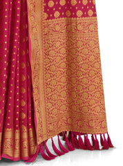 BEAUTIFUL PINK WOVEN DESIGNER SILK SAREE - Joshindia