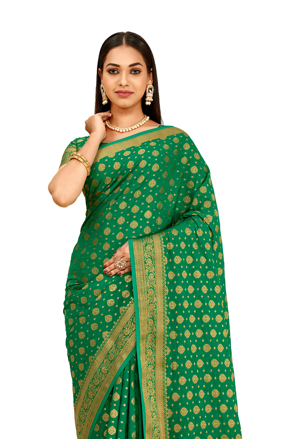 BestGreen Kanjivaram silk SareeAt Affordable Price - Joshindia
