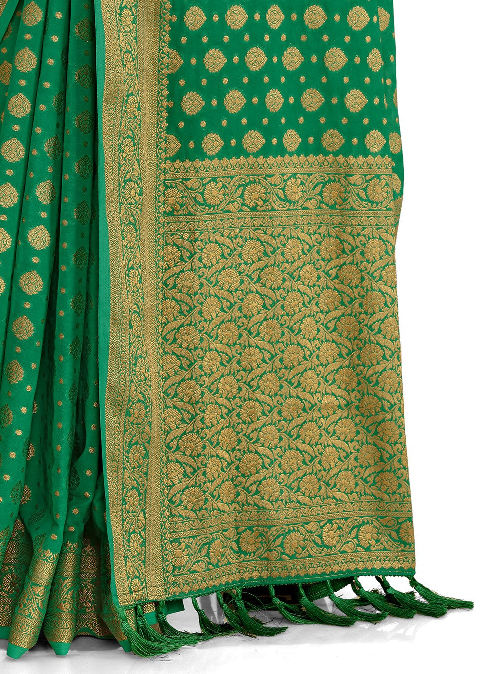 BestGreen Kanjivaram silk SareeAt Affordable Price - Joshindia