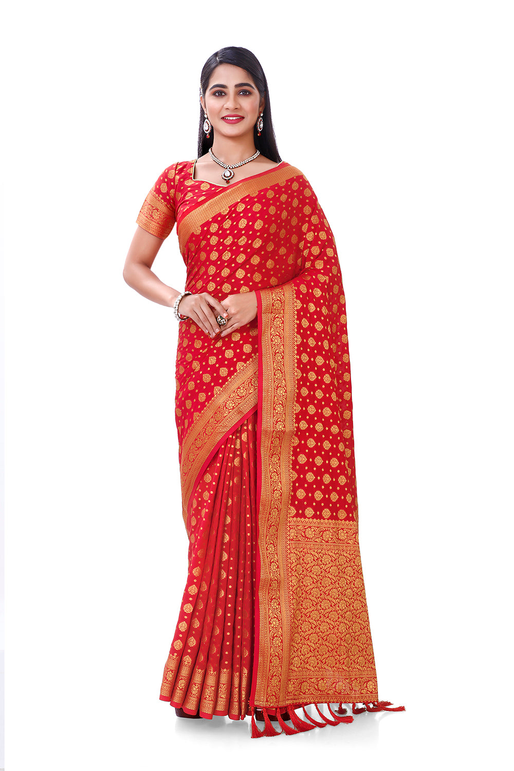 Red Color Kanjeevaram Silk Sarees Buy Online - Joshindia