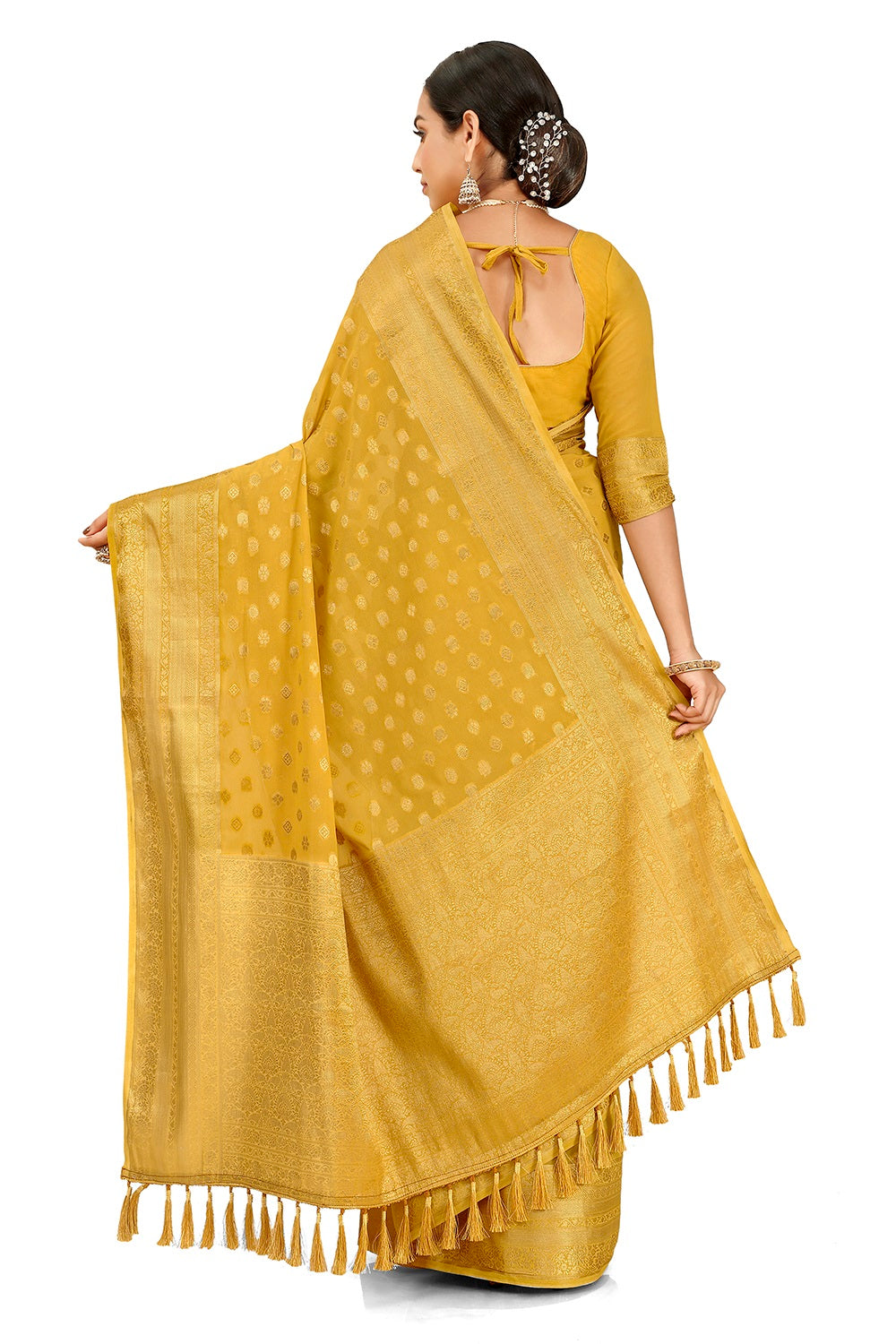 Trending Yellow Color Designer silk Saree BuyNow - Joshindia