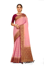 buy pink color pure silk banarasi saree Buy Now - Joshindia