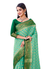 Green designer Silk saree for royal look buy now - Joshindia