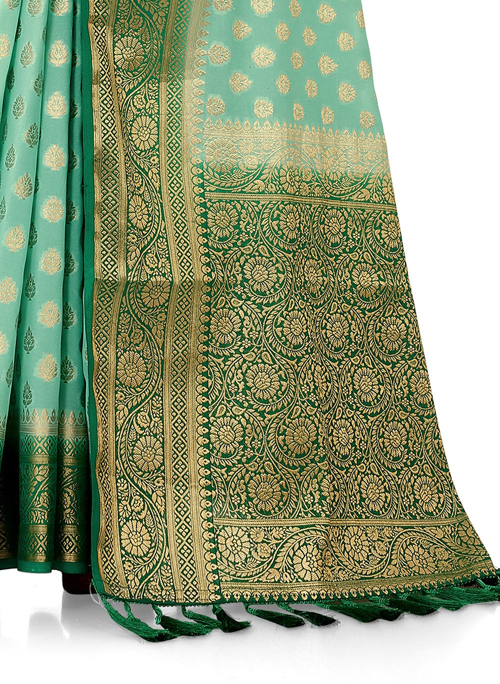 Green designer Silk saree for royal look buy now - Joshindia