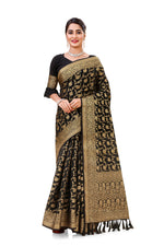 Black color Kanjivaram silk saree Buy Online - Joshindia