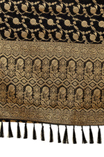 Black color Kanjivaram silk saree Buy Online - Joshindia