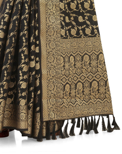 Black color Kanjivaram silk saree Buy Online