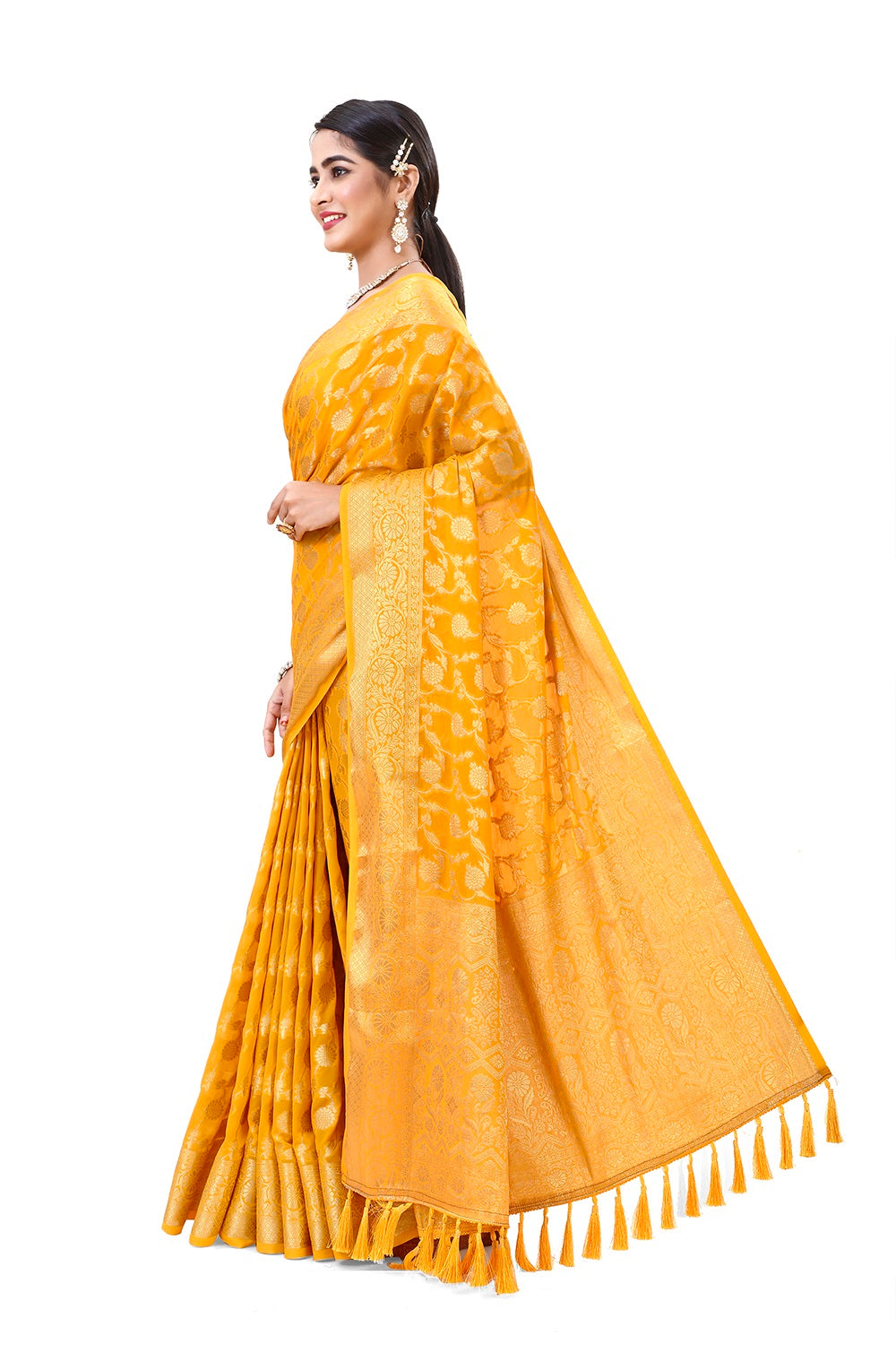 Beautiful Yellow Color saree Buy Online - Joshindia