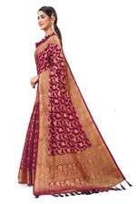 Amazing Wine color kanjiveram saree buy online - Joshindia