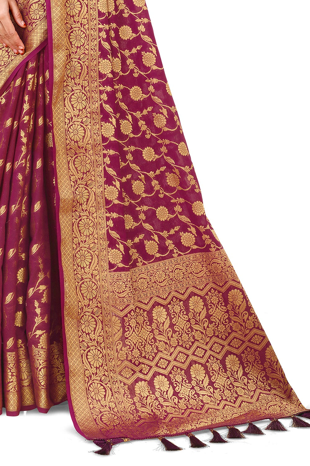 Amazing Wine color kanjiveram saree buy online - Joshindia