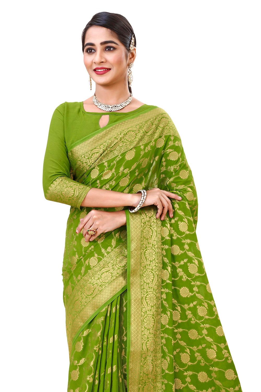 Parrot Green Color Silk Saree Buy Now - Joshindia