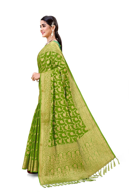 Parrot Green Color Silk Saree Buy Now