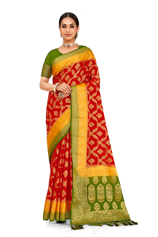 Red Silk designer saree for royal look buy now