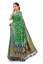 Green color heavy kanjiveram silk saree buy now - Joshindia