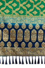 Green color heavy kanjiveram silk saree buy now - Joshindia