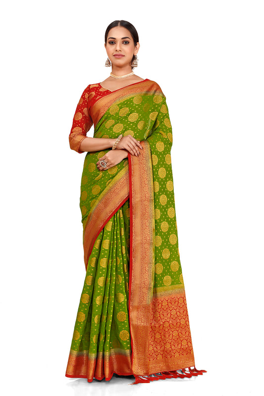 Amazing Green color Designer silk saree with blouse