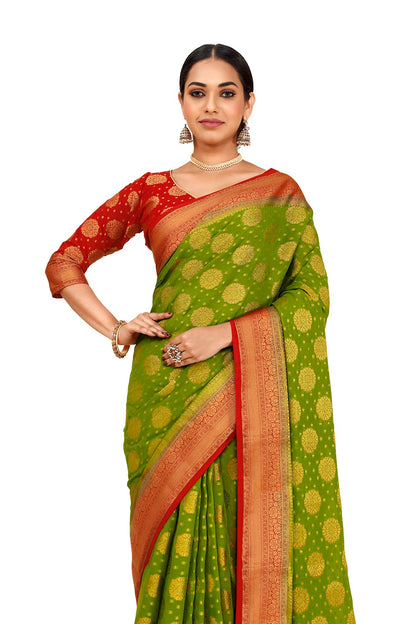 Amazing Green color Designer silk saree with blouse