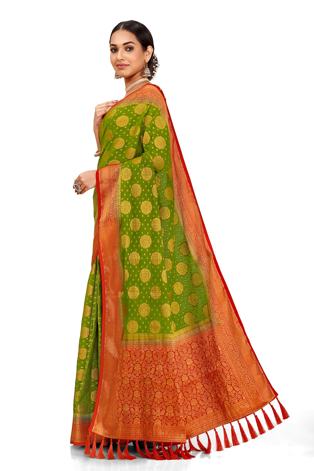 Amazing Green color Designer silk saree with blouse - Joshindia
