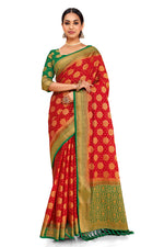 buy red color designer silk saree Buy online - Joshindia