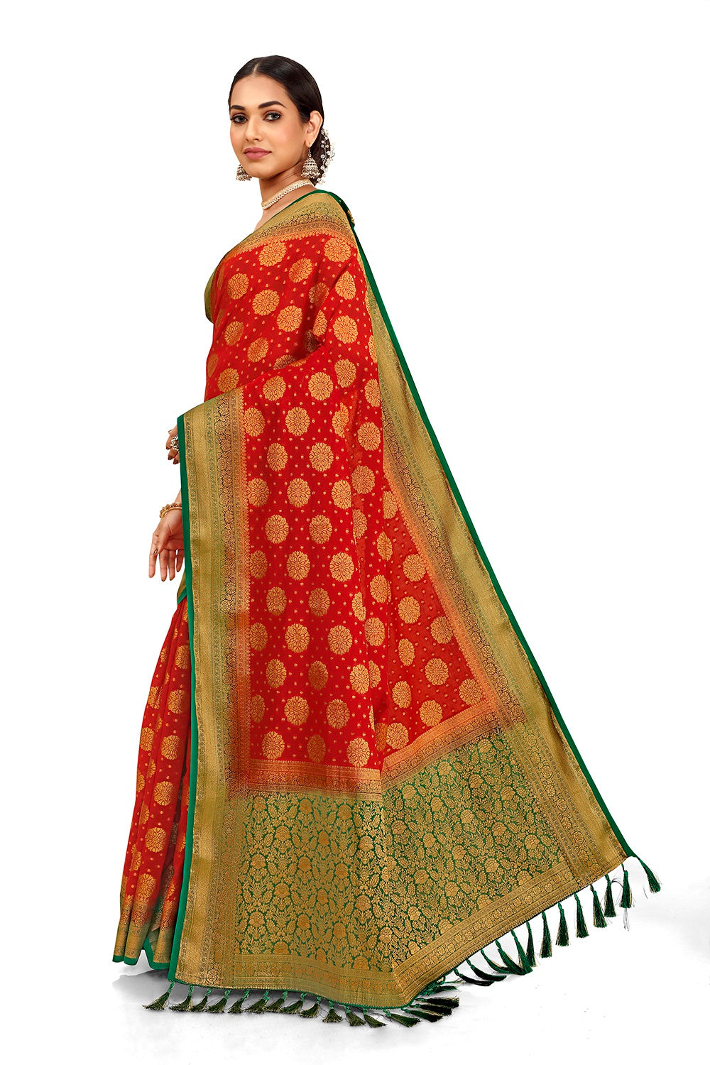 buy red color designer silk saree Buy online