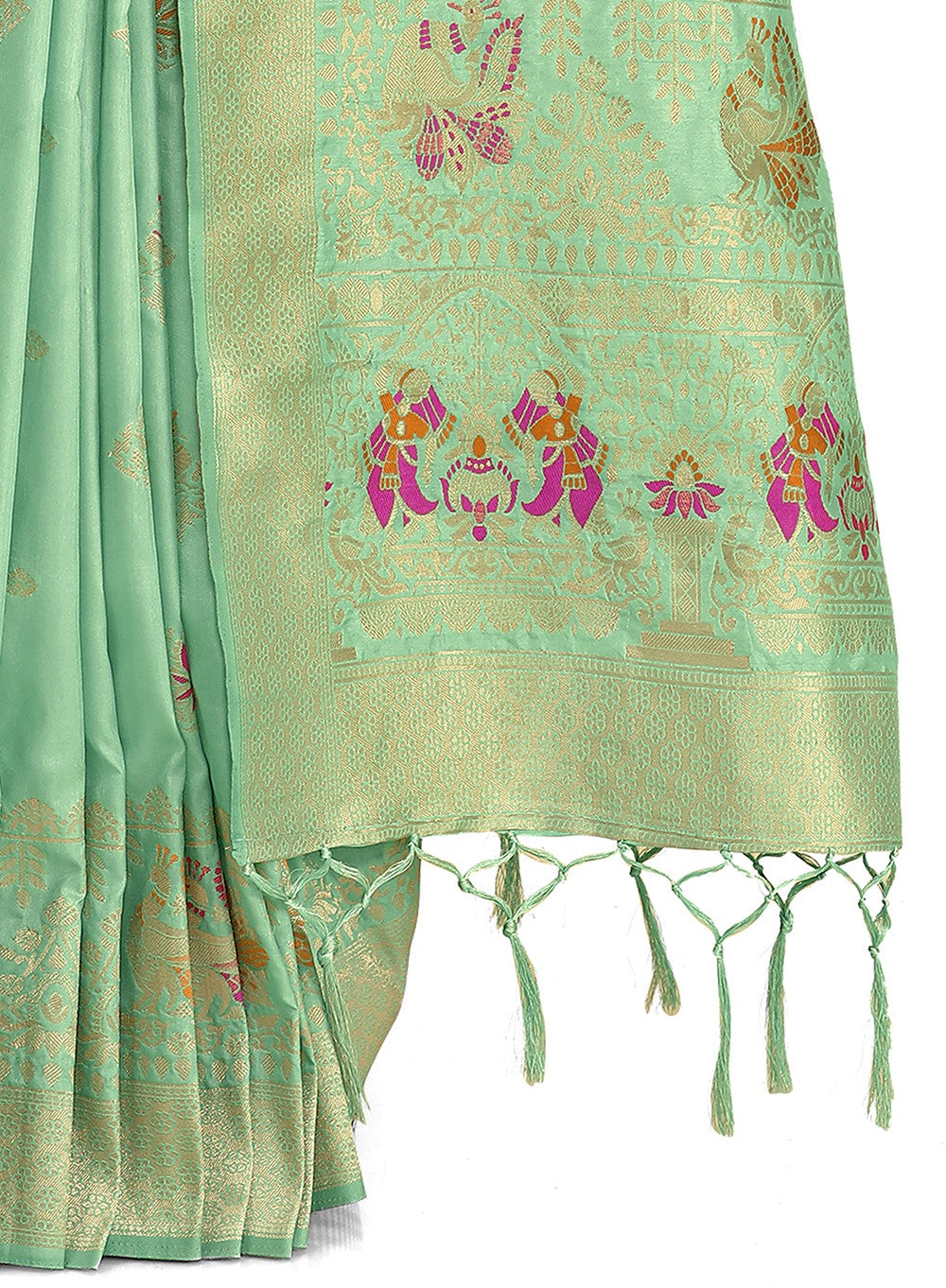 Sea Green Color kanjivaram silk saree At Affordable price - Joshindia