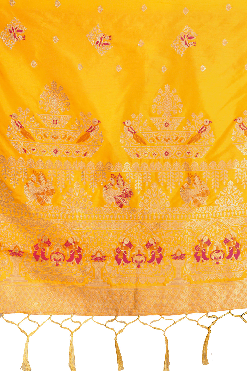 Yellow color kanjiveram silk saree Buy Now