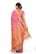 Pink and Golden color banarasi silk saree - Joshindia