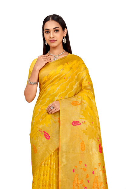 Beautiful Yellow Silk Saree For Wedding Buy Now