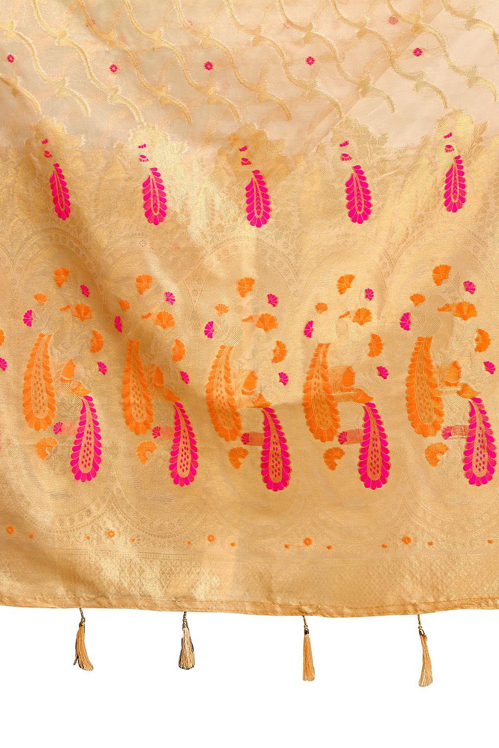 classy Beige color silk designer saree with blouse - Joshindia