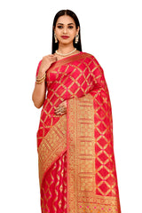 Shop Gajari Pink Color Indian Designer Silk Saree Online - Joshindia