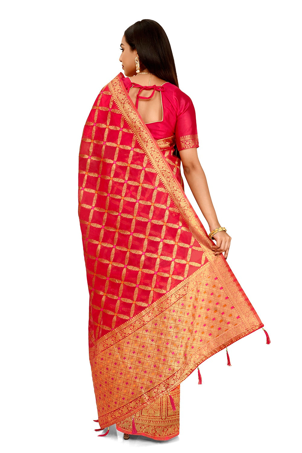 Shop Gajari Pink Color Indian Designer Silk Saree Online