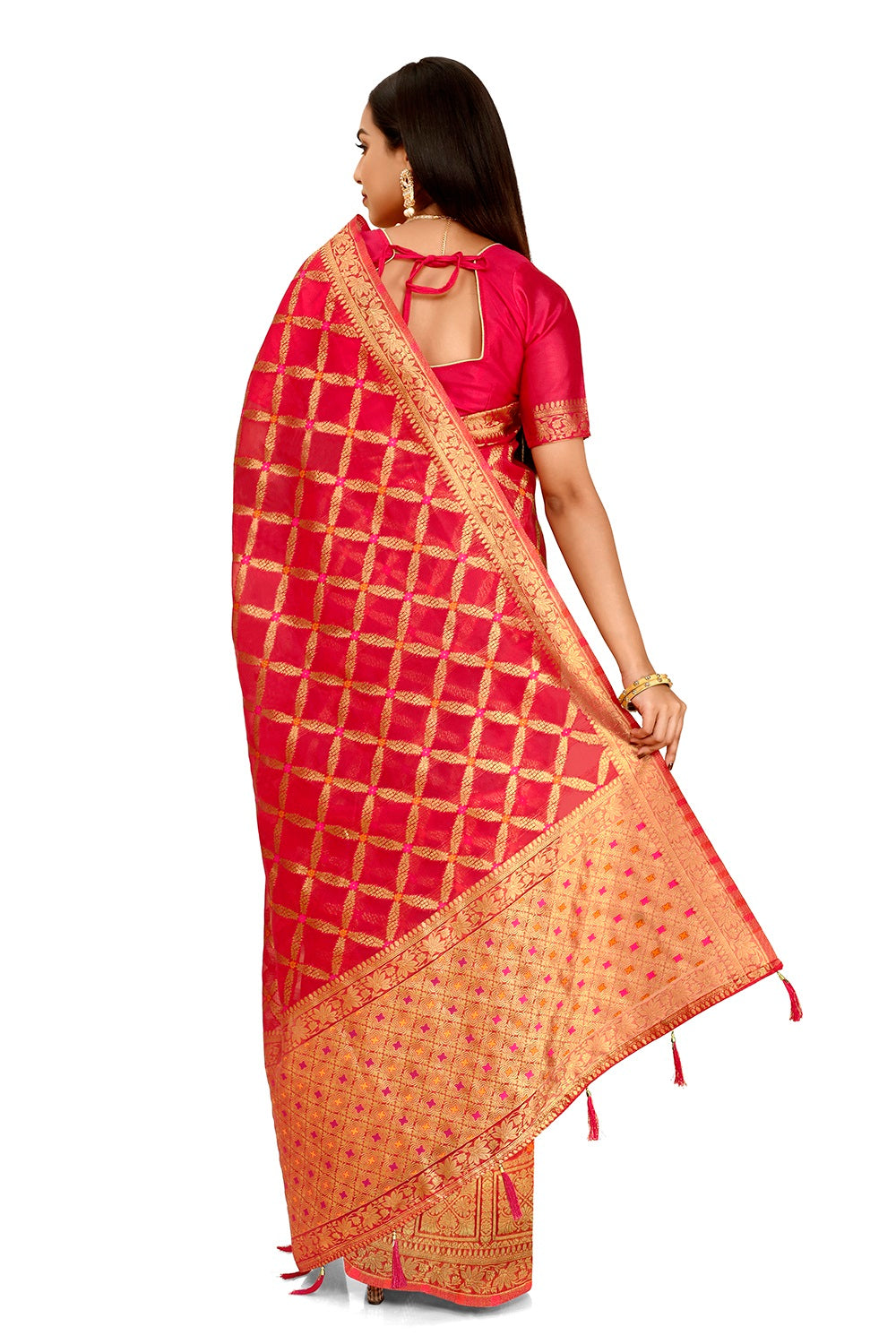 Shop Gajari Pink Color Indian Designer Silk Saree Online - Joshindia
