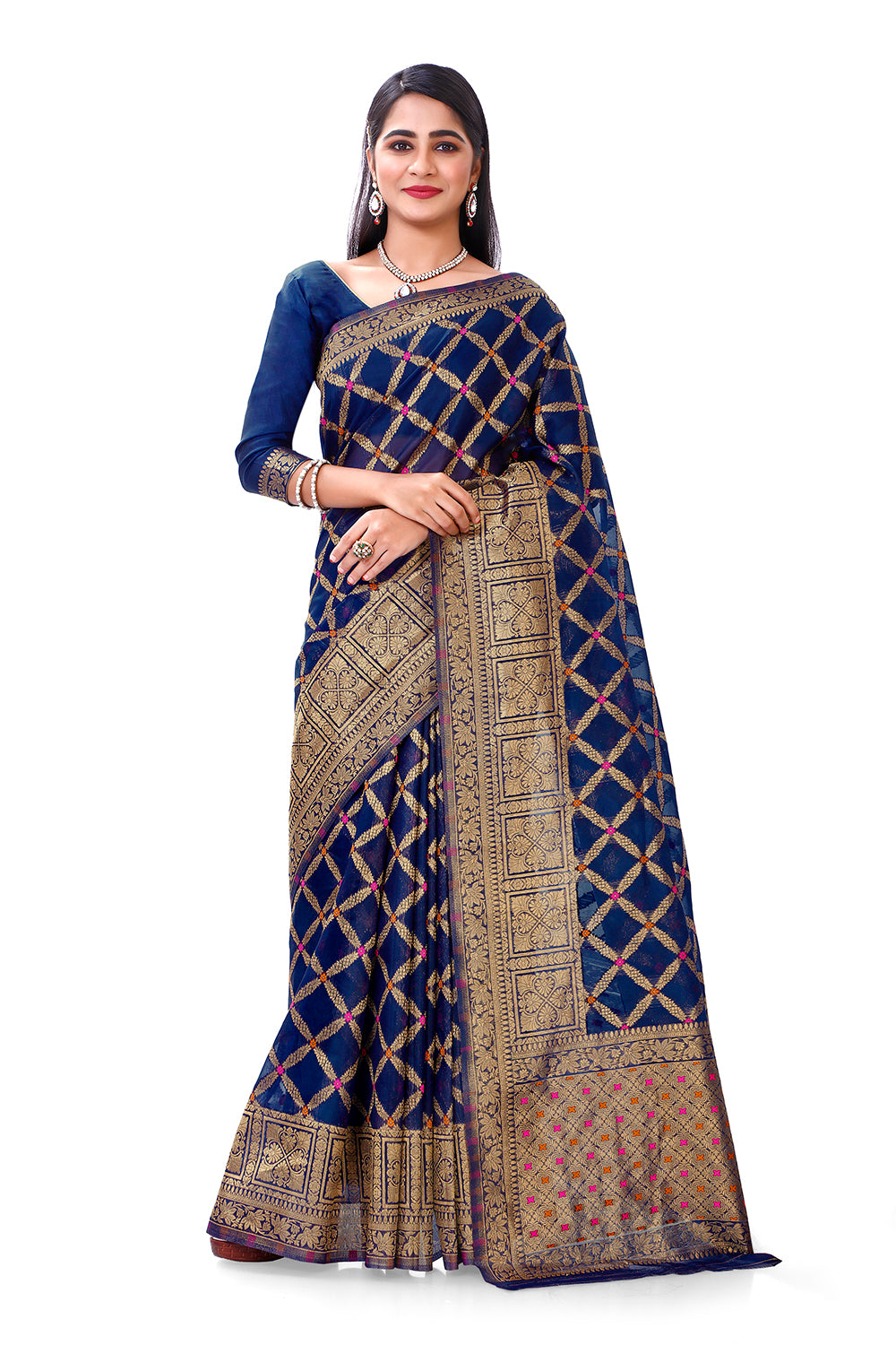 Buy Blue color best kanjivaram Silk saree online - Joshindia