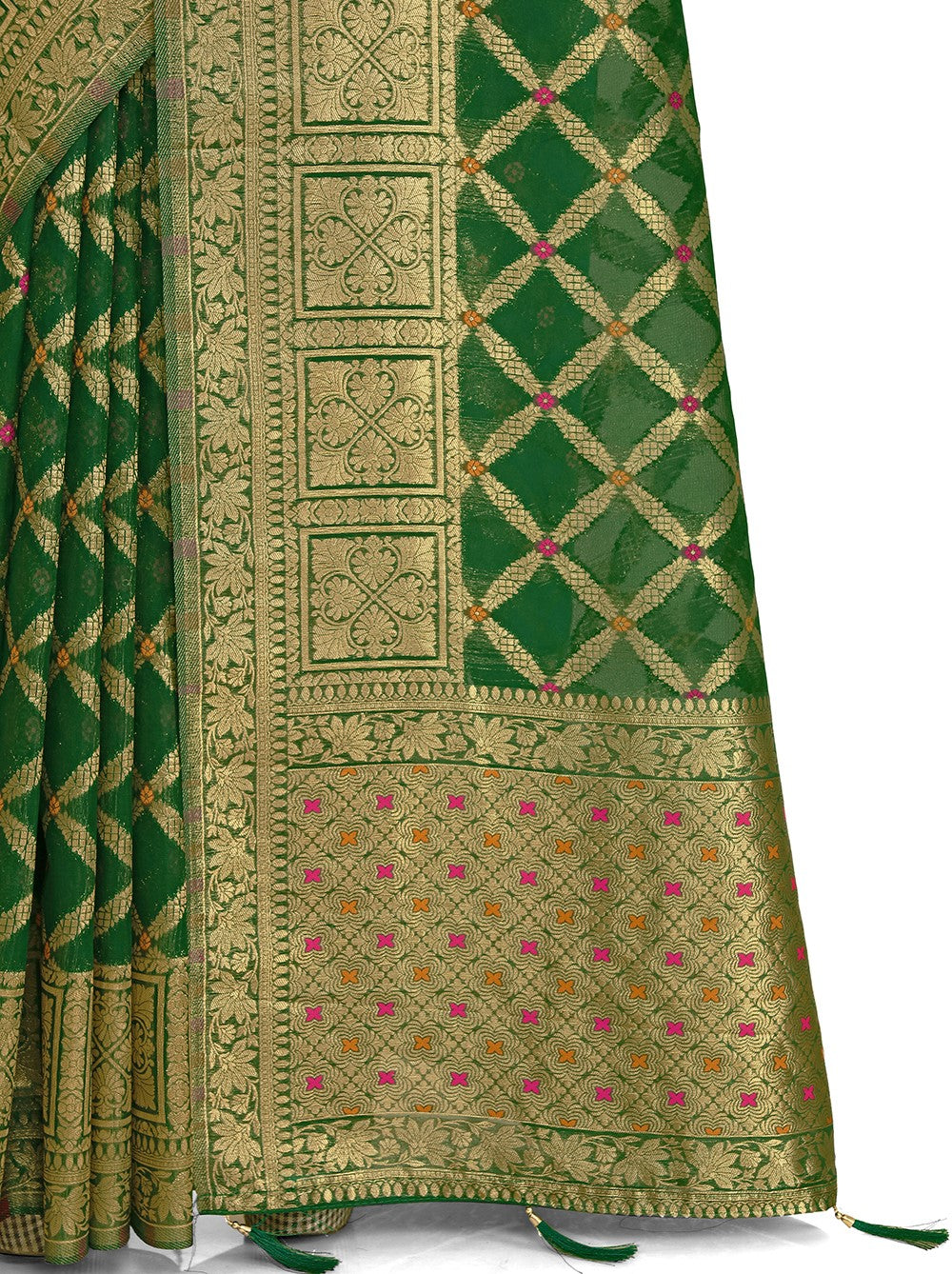 Dark Green Silk Saree At Affordable Price Buy Online