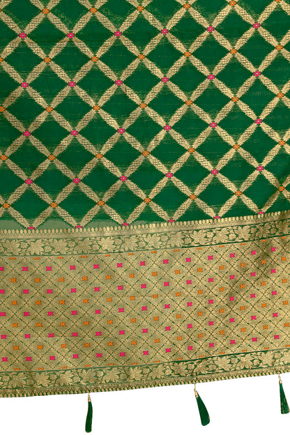 Dark Green Silk Saree At Affordable Price Buy Online