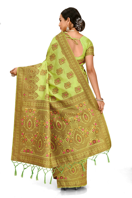 Mehandi Green Color kanjivaram silk saree At Affordable price