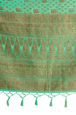 Sea blue color pure kanjiveram silk saree online - Joshindia