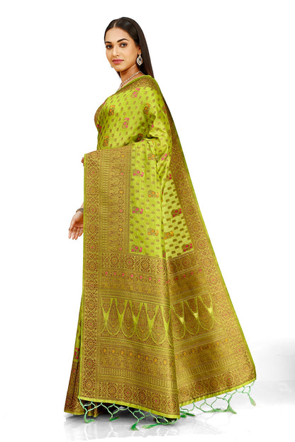 New Super Trending Chartreuse Green Color Designer Saree Collection