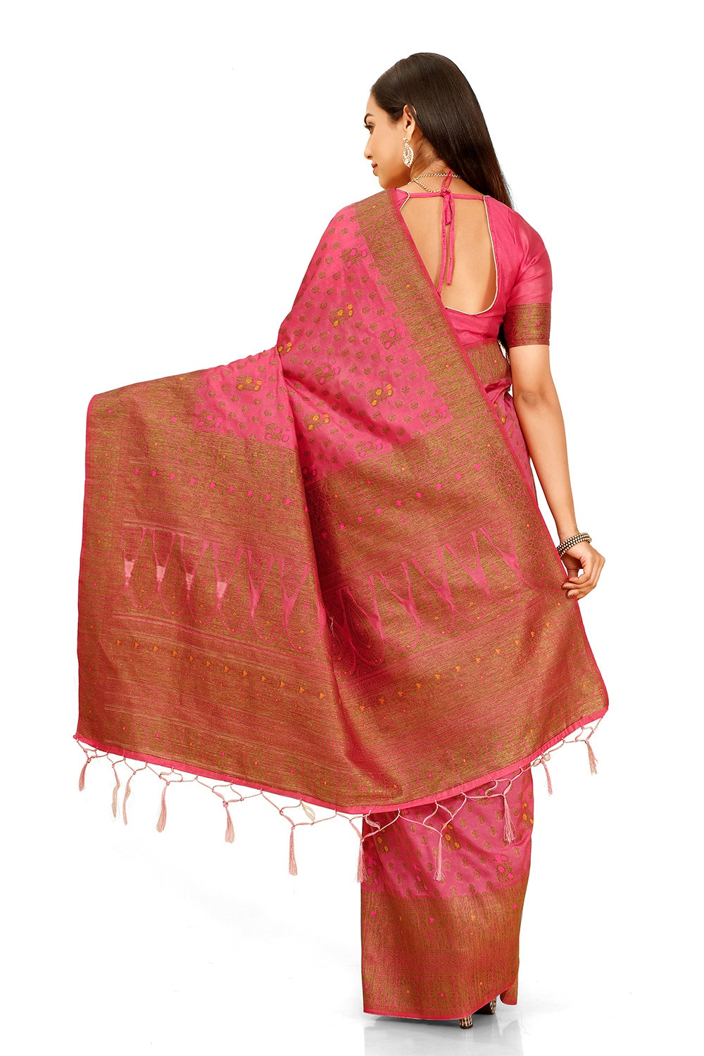 pink color heavy kanjiveram silk saree buy now - Joshindia