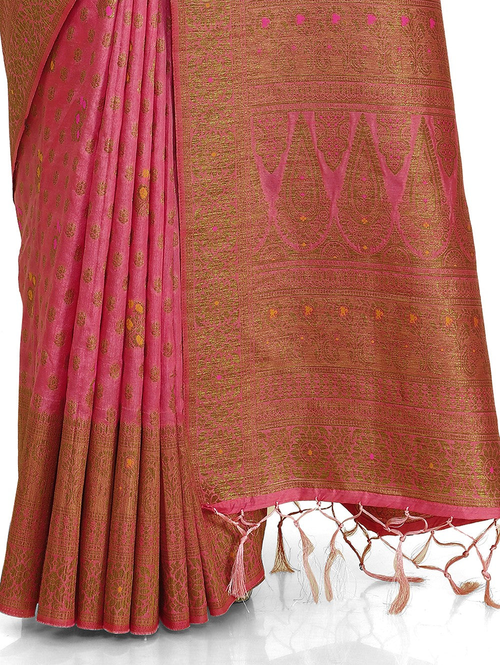 pink color heavy kanjiveram silk saree buy now - Joshindia