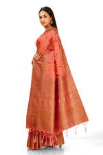 Peach Color pure kanjiveram silk saree online - Joshindia