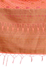 Peach Color pure kanjiveram silk saree online - Joshindia
