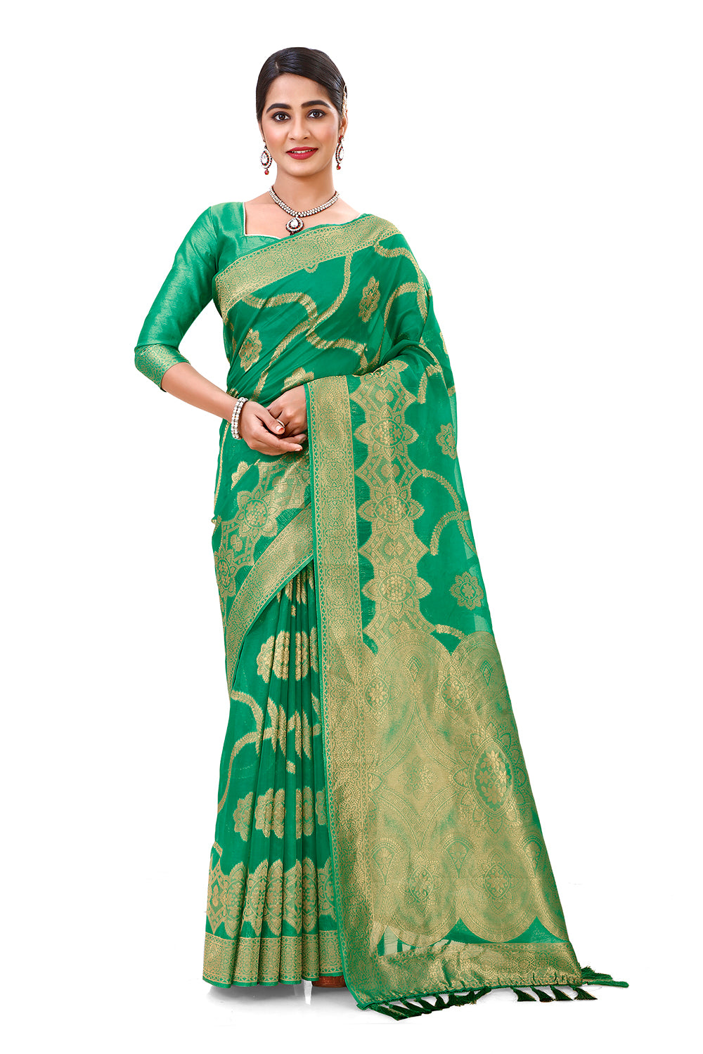 Trendy Green color designer saree at affordable rate - Joshindia