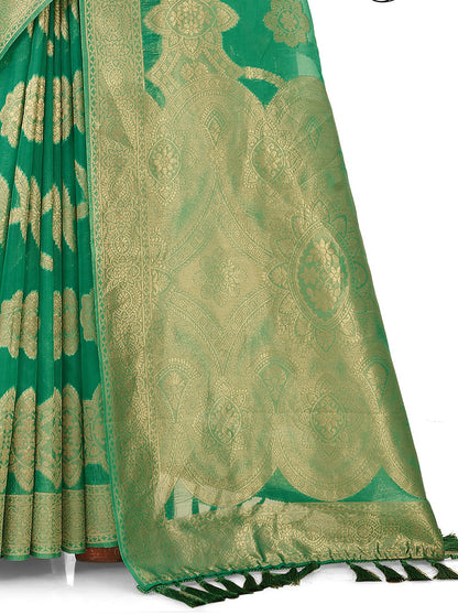 Trendy Green color designer saree at affordable rate