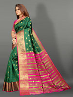 Pink and Green color banarasi silk saree - Joshindia